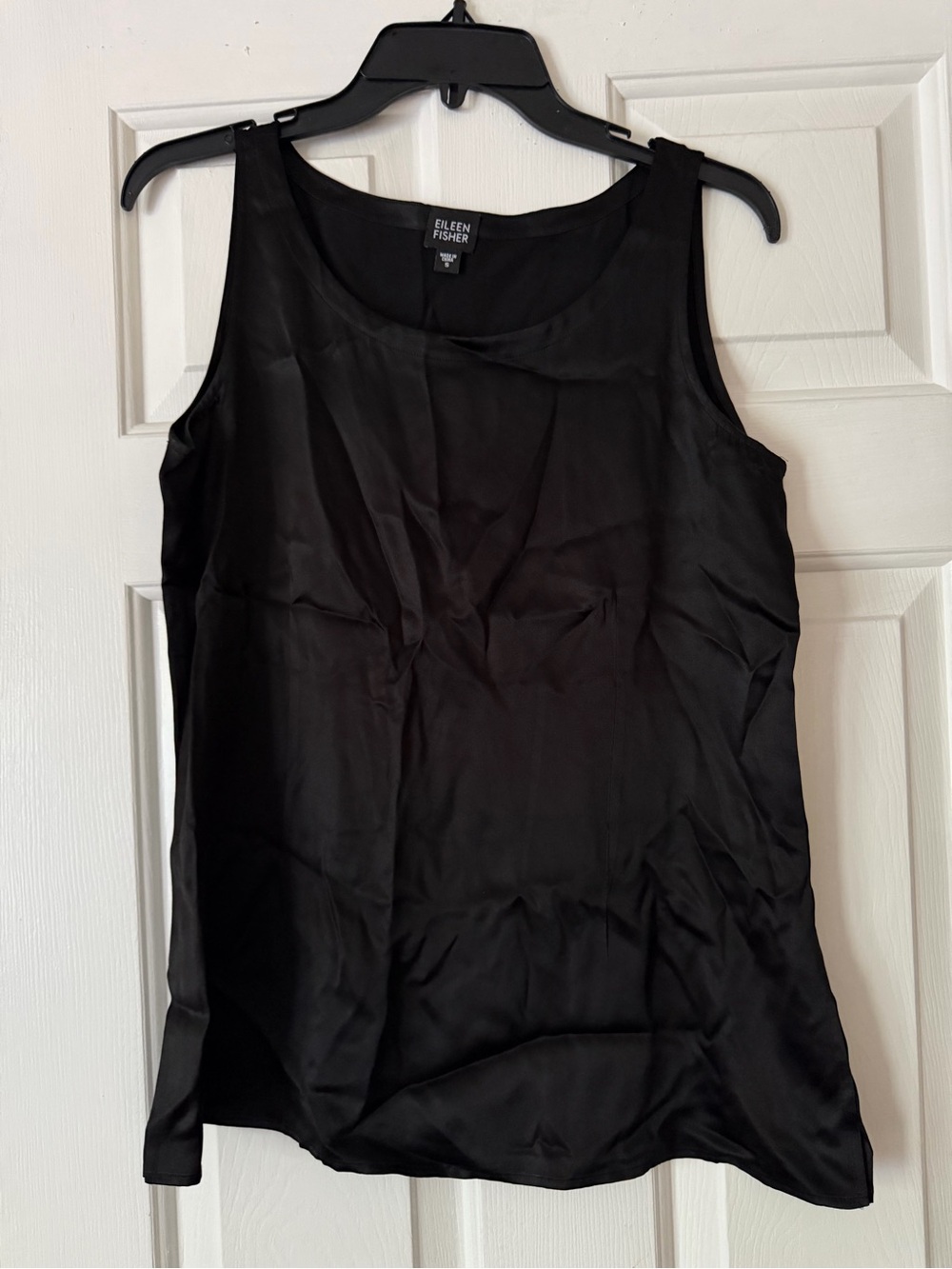 Eileen Fisher black 100% silk tank top, size small